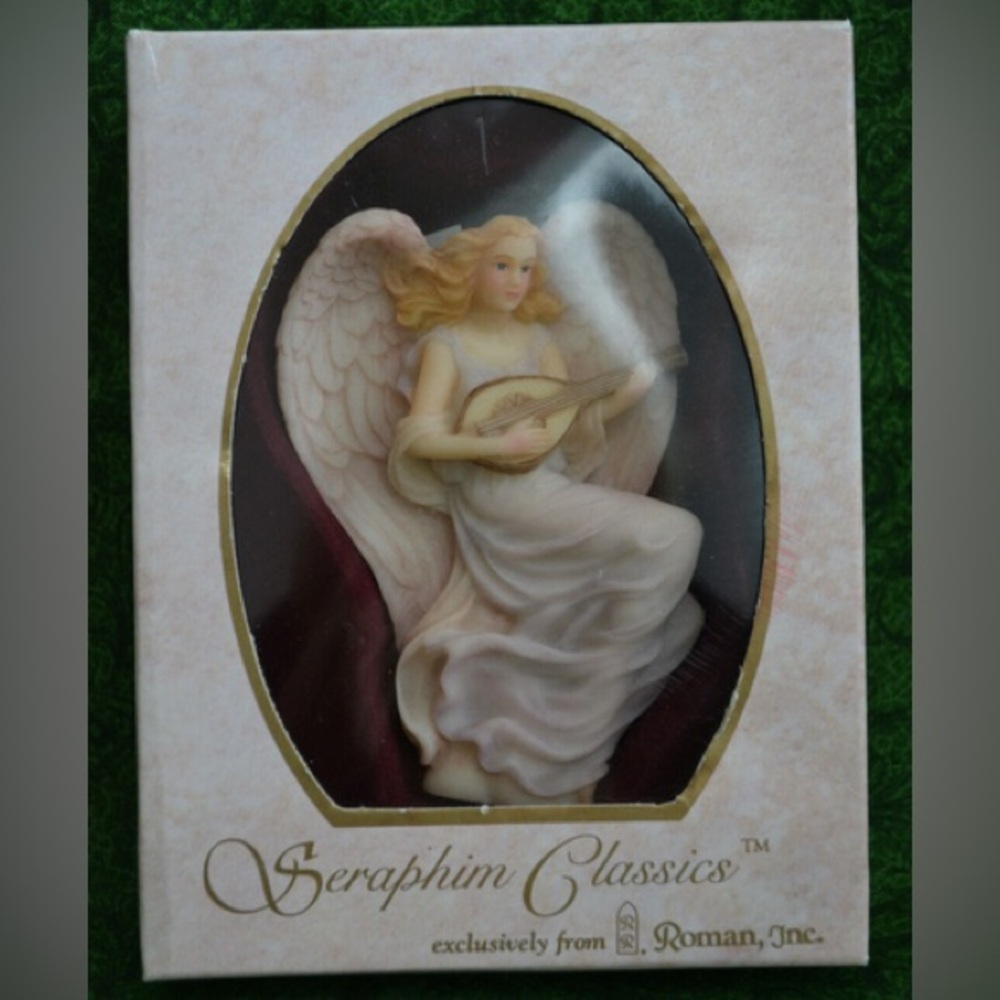 Vintage 1994 Seraphim Classics Angel Ornament 'Lydia' Winged Poet by Roman 69824
